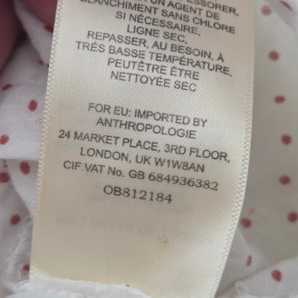 Maeve Anthropologie White Red Polka Dot Embroidered Cotton Top XL Sleeveless - Picture 7 of 10